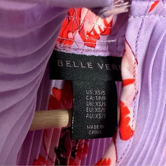 Belle Vere | Purple and Orange Floral Pleated Blouse Size XS - Picture 9 of 9